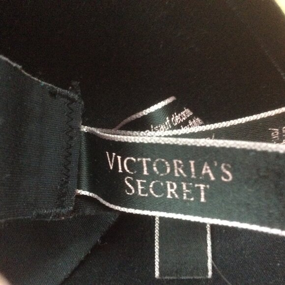 Victoria's Secret Push Up Black Underwire Plunge Bra Gold Metal Hardware 34B - Picture 3 of 6